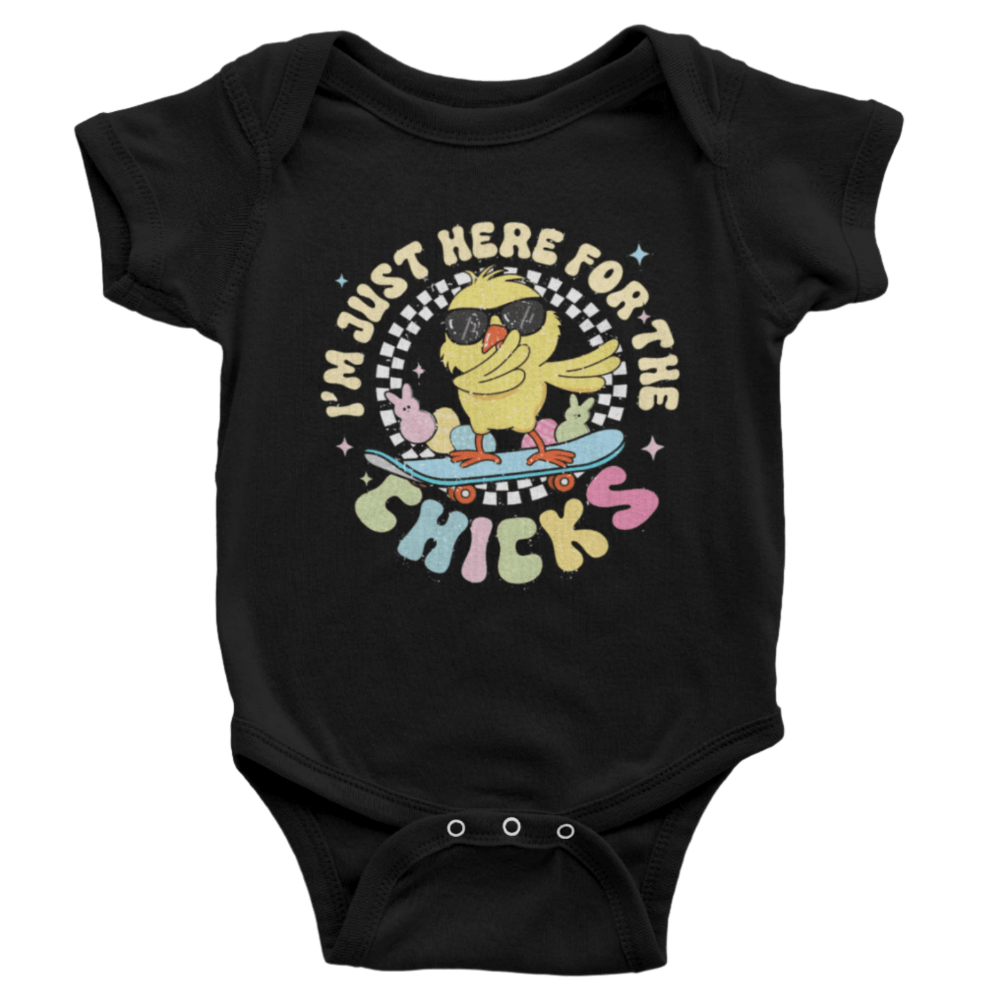Baby's First Easter Onesie - I'm Just Here For the Chicks - MilkDrunkBabies