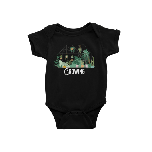Growing Greenhouse Baby Bodysuit - 0 - 12M, Cute Plant Design - MilkDrunkBabies